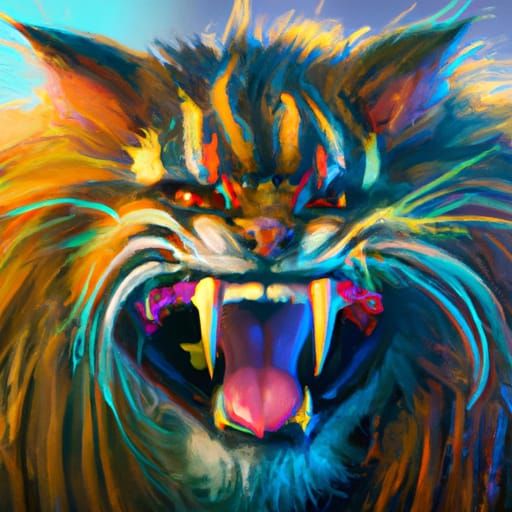 Ferocious Werecat Portrait in Detailed Fantasy Style