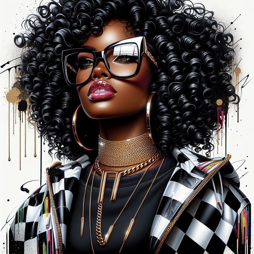 African American Woman in Pop Art Airbrush Illustration