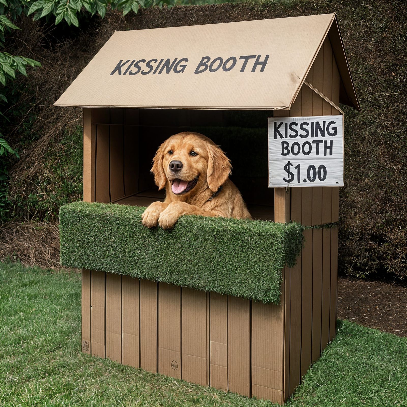 Golden Retriever Runs a Kissing Booth