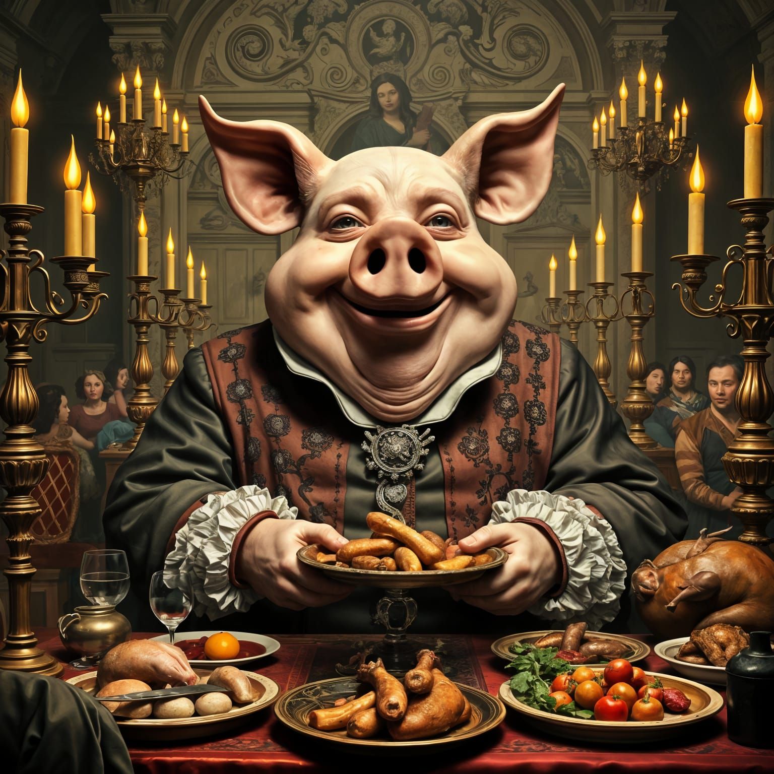 Pig-Headed Man at Lavish Banquet