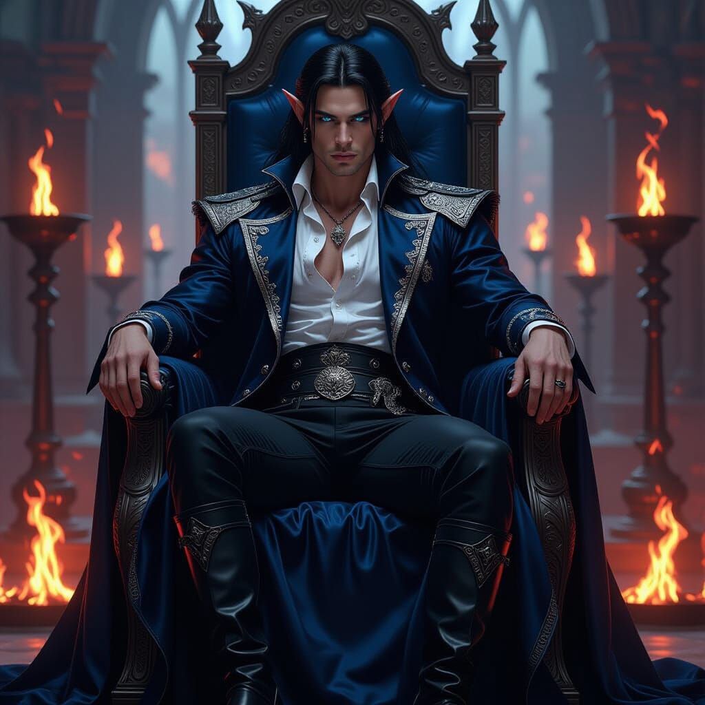 Handsome Elf King in Regal Attire