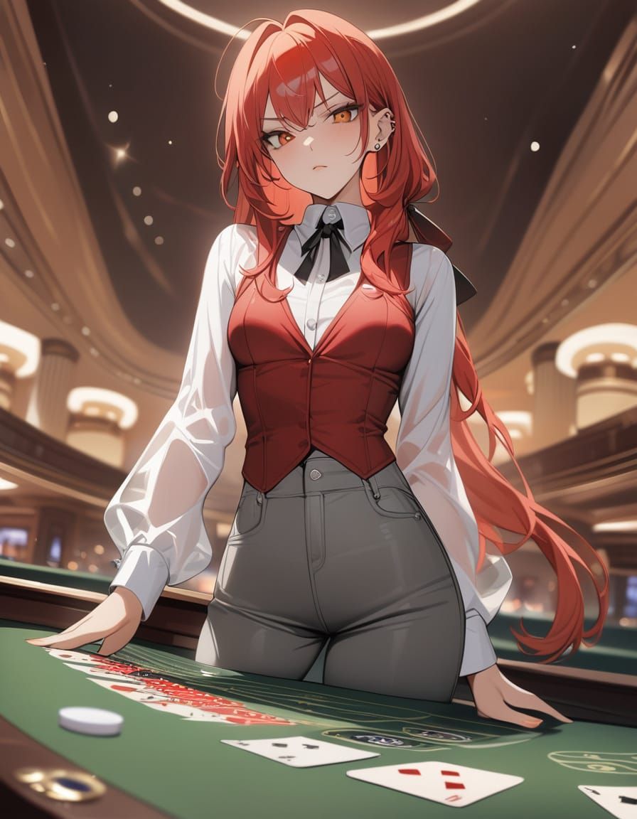 A Daring Redhead Plays High Stakes in a Luxurious Casino