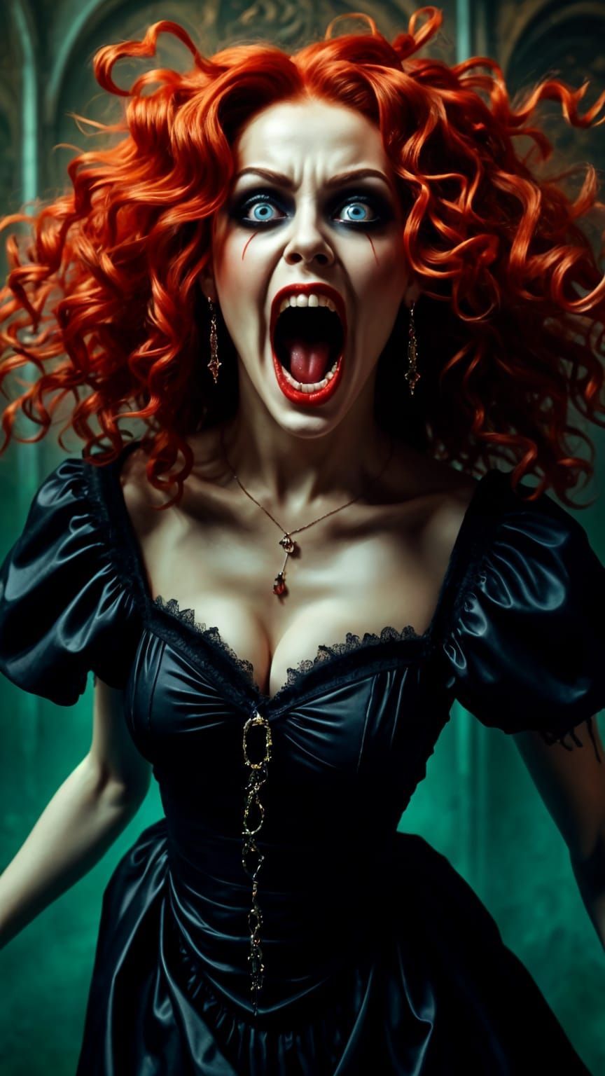 Screaming Vampire in Gothic Horror Style