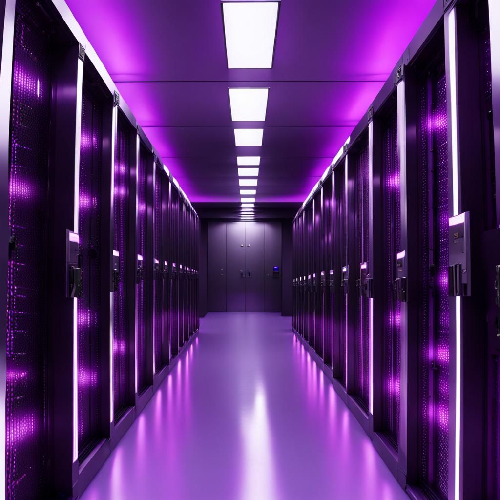 Luxurious Server Room with Purple Neon Lights
