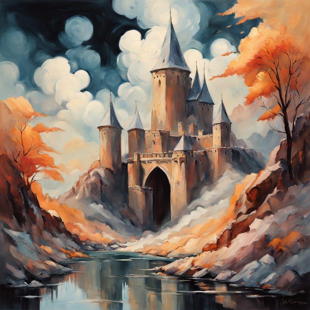 Ethereal Citadel Rises in Neo-Impressionist Concept Art