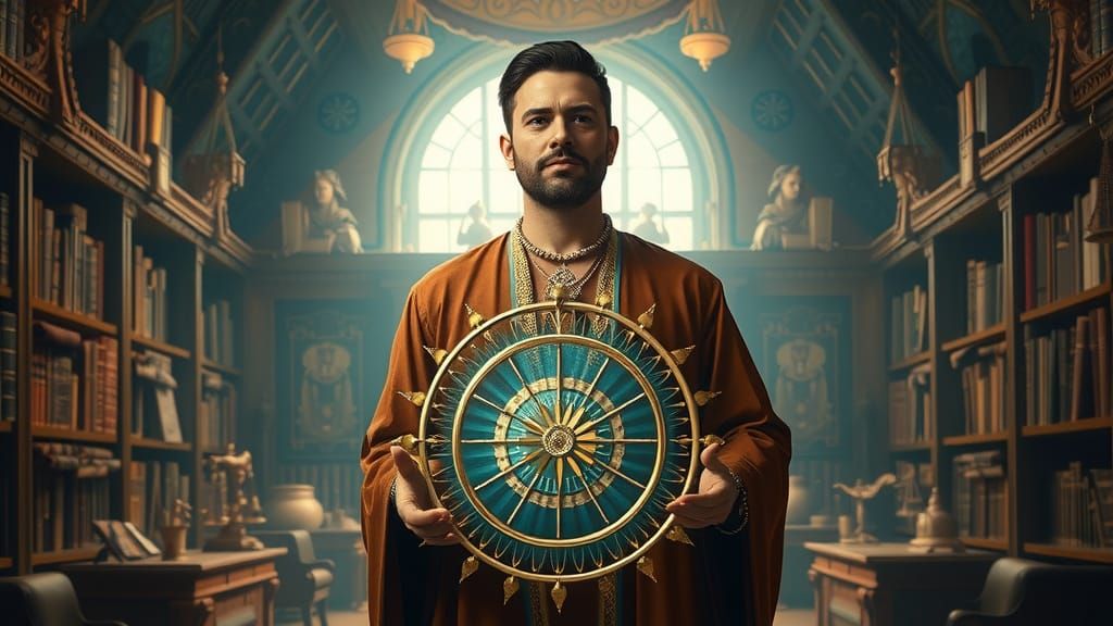 Spiritual Healer Embodying Wisdom and Justice in a Grand Cos...