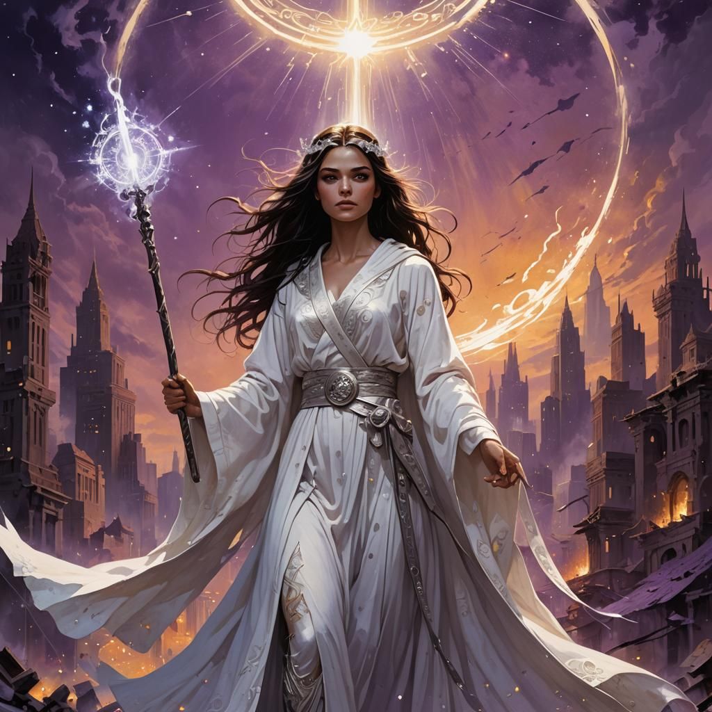 Heroic Fantasy Girl Saving World in Frazetta Style