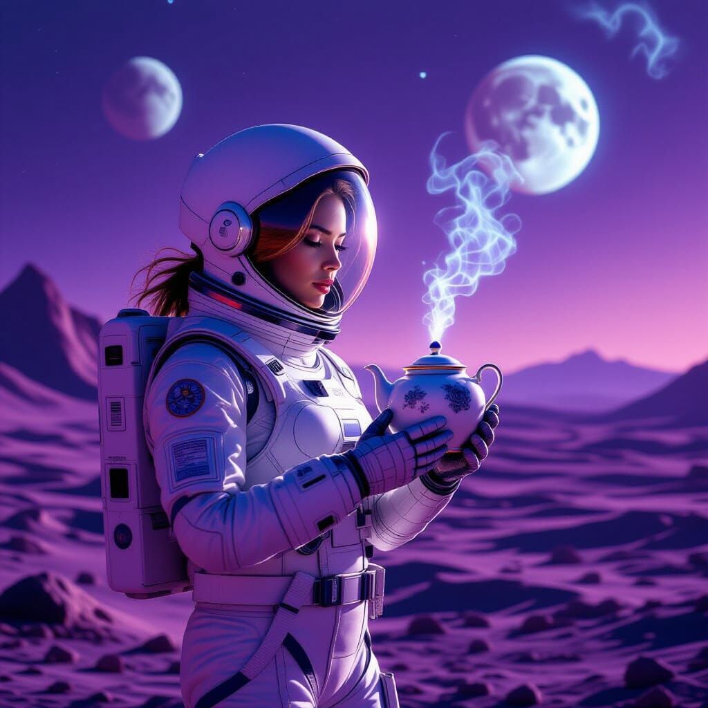 Astronaut Discovers Glowing Teapot on Alien World