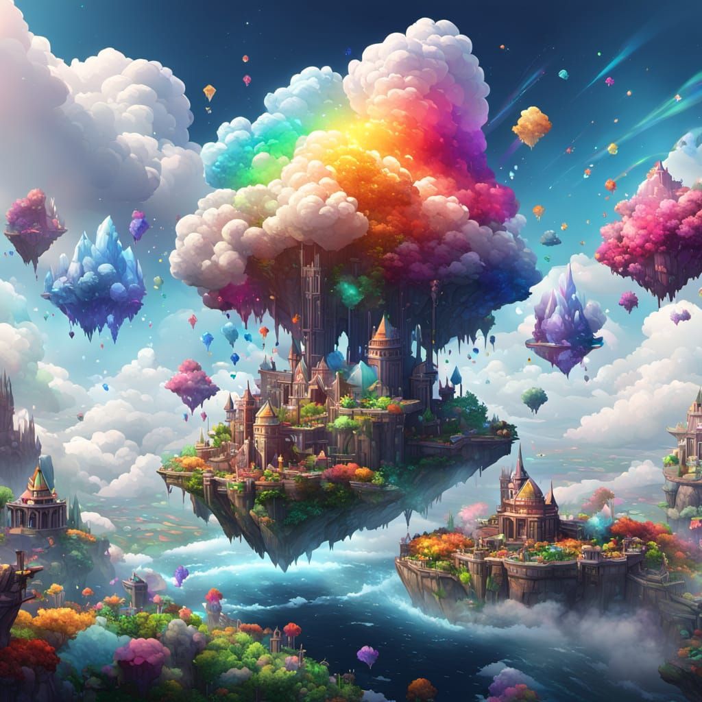 Rainbow Crystal Garden in Floating Cloud City