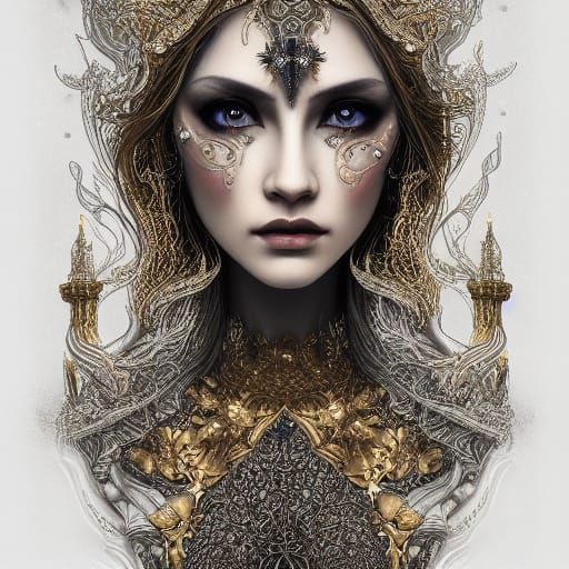Moon High Priestess with Silver Filigree Detail