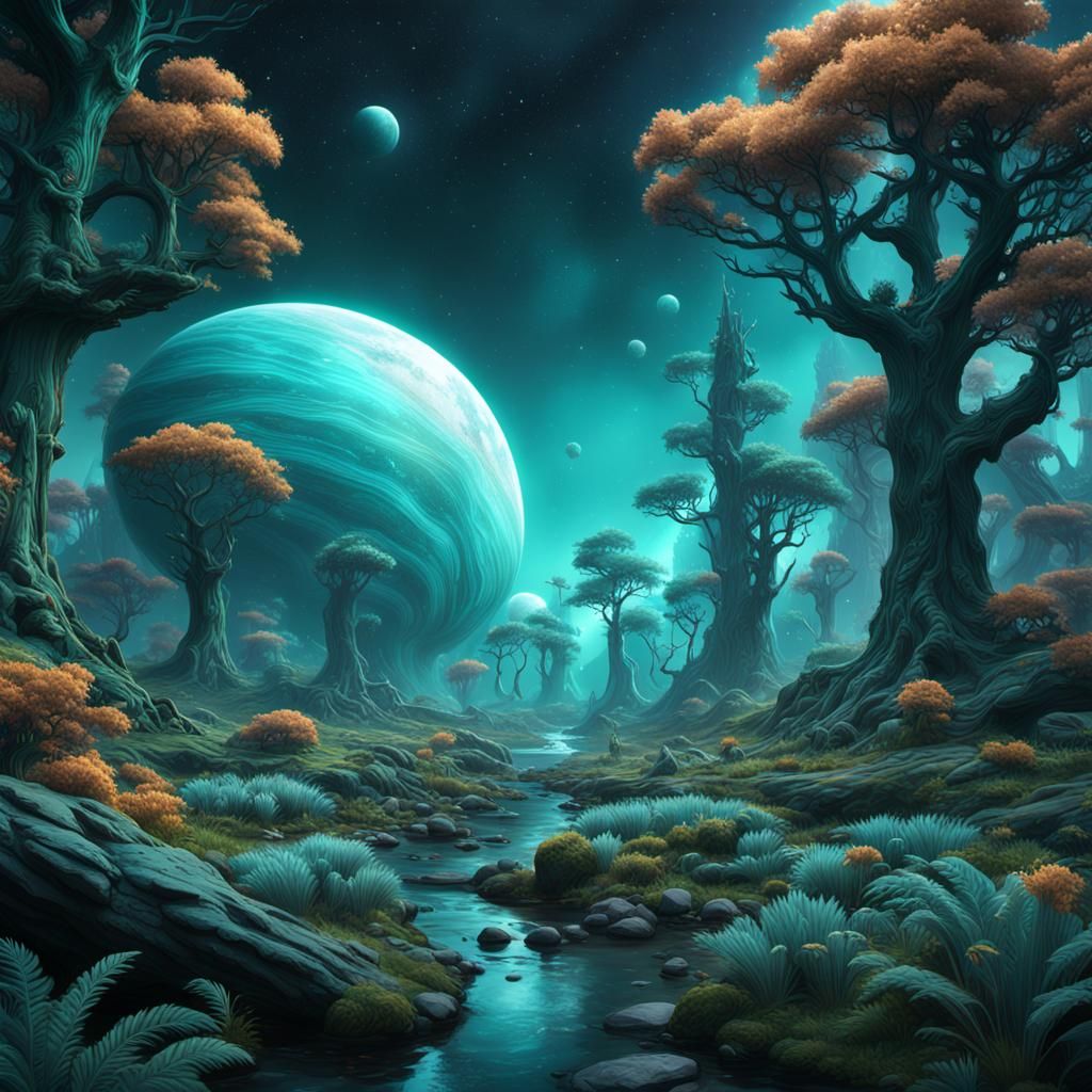 Cosmic Woodland Forest Inspired by Uranus