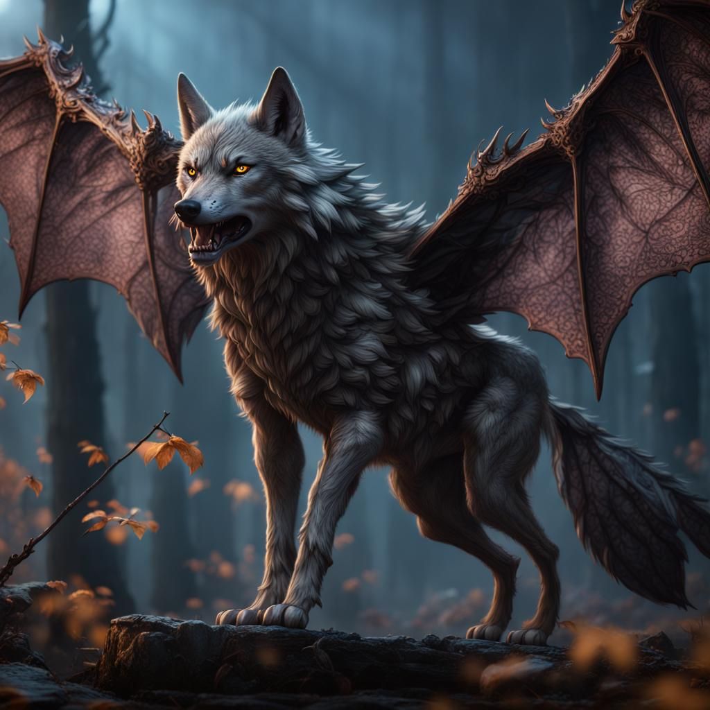 Winged Wolf: Detailed Fantasy Concept Art