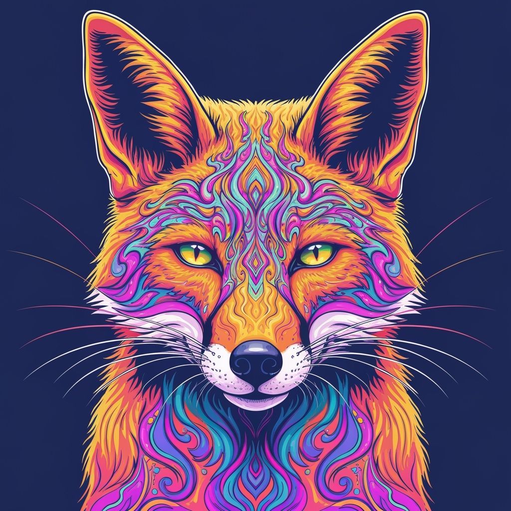 Psychedelic Fox in Vibrant Colors