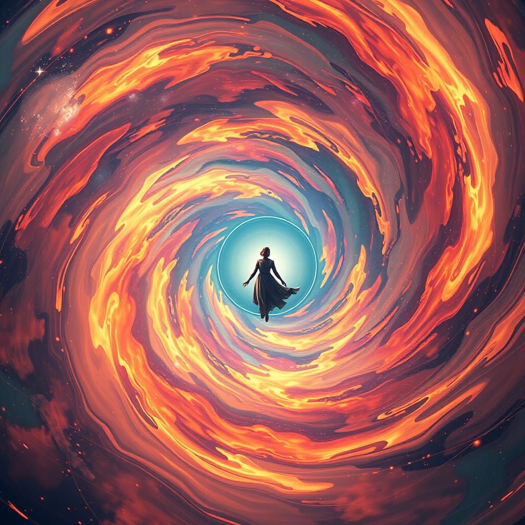 Human in Ethereal Cosmic Dance