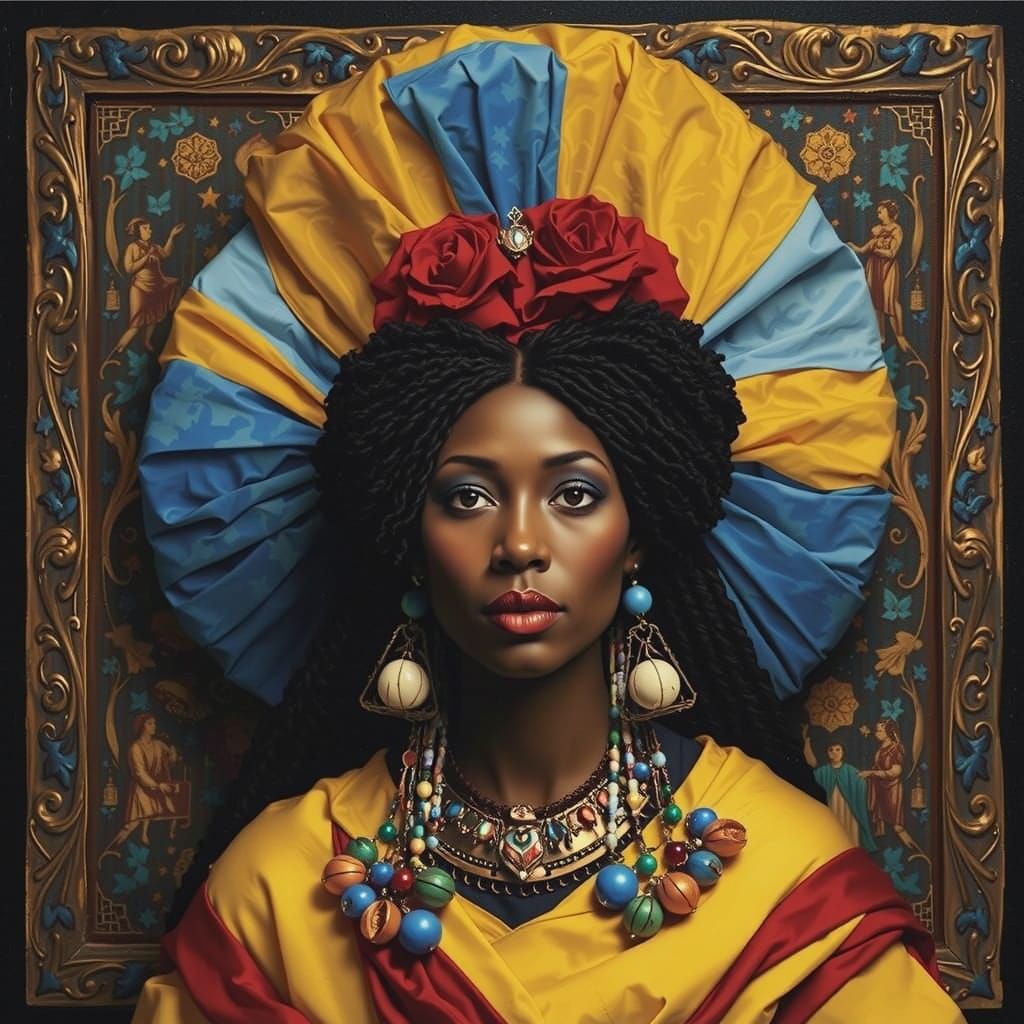 Voodoo Queen Portrait in Vermeer Style