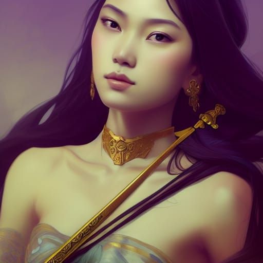 Asian Princess Portrait in Hyperdetailed Style