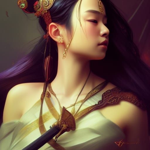 Asian Princess Portrait in Digital Art Style