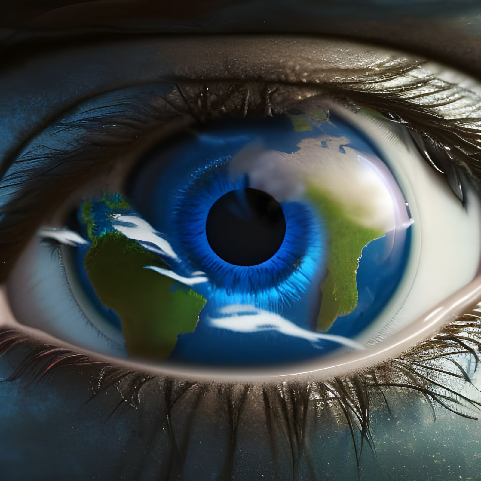 Earth in Eye Iris: Photorealistic Surreal Art