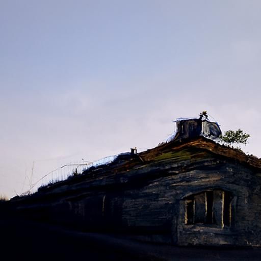 Old House on Hill: Photorealistic Oil Painting