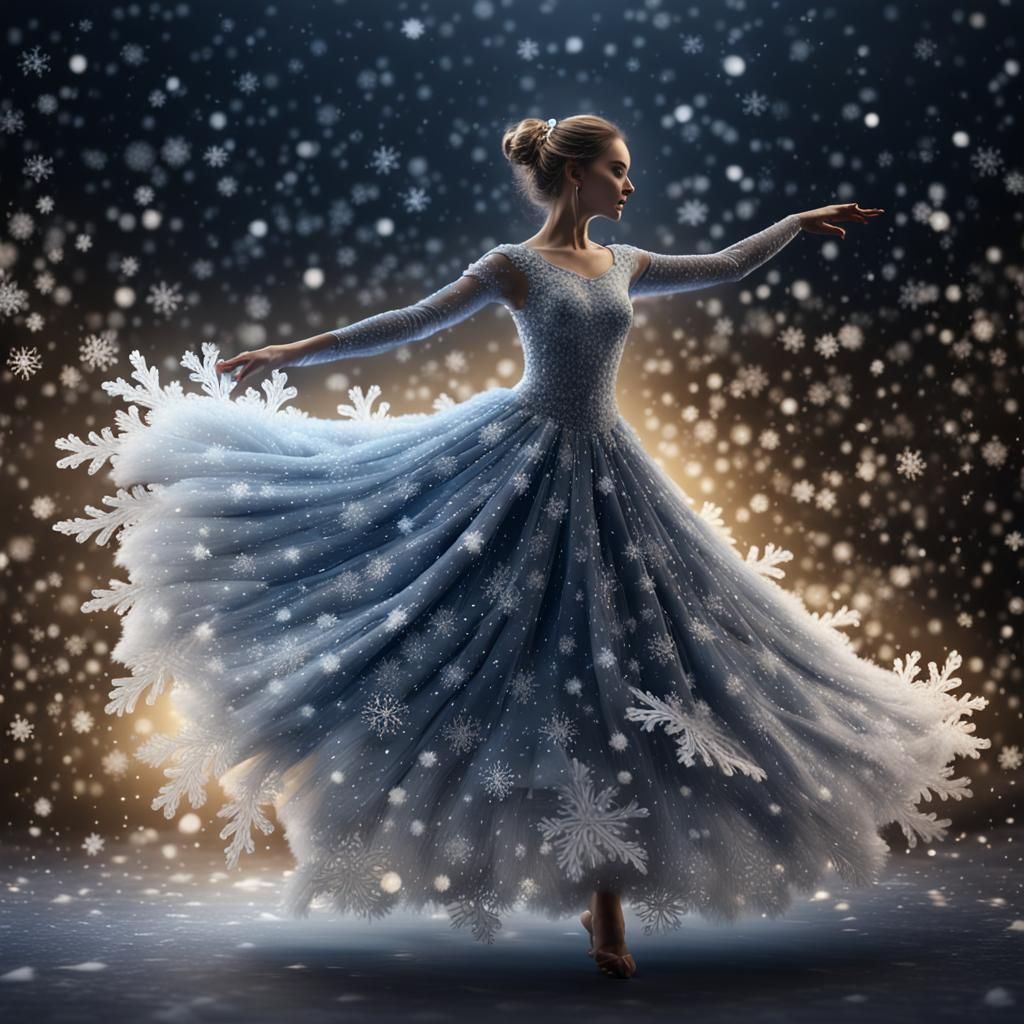 Elegant Star Dancer in Snowflake Dress