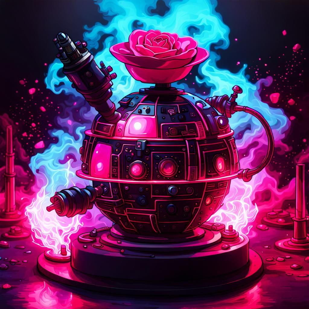 Ethereal Arcane Punk Still Life with Holographic Fire and Vi...