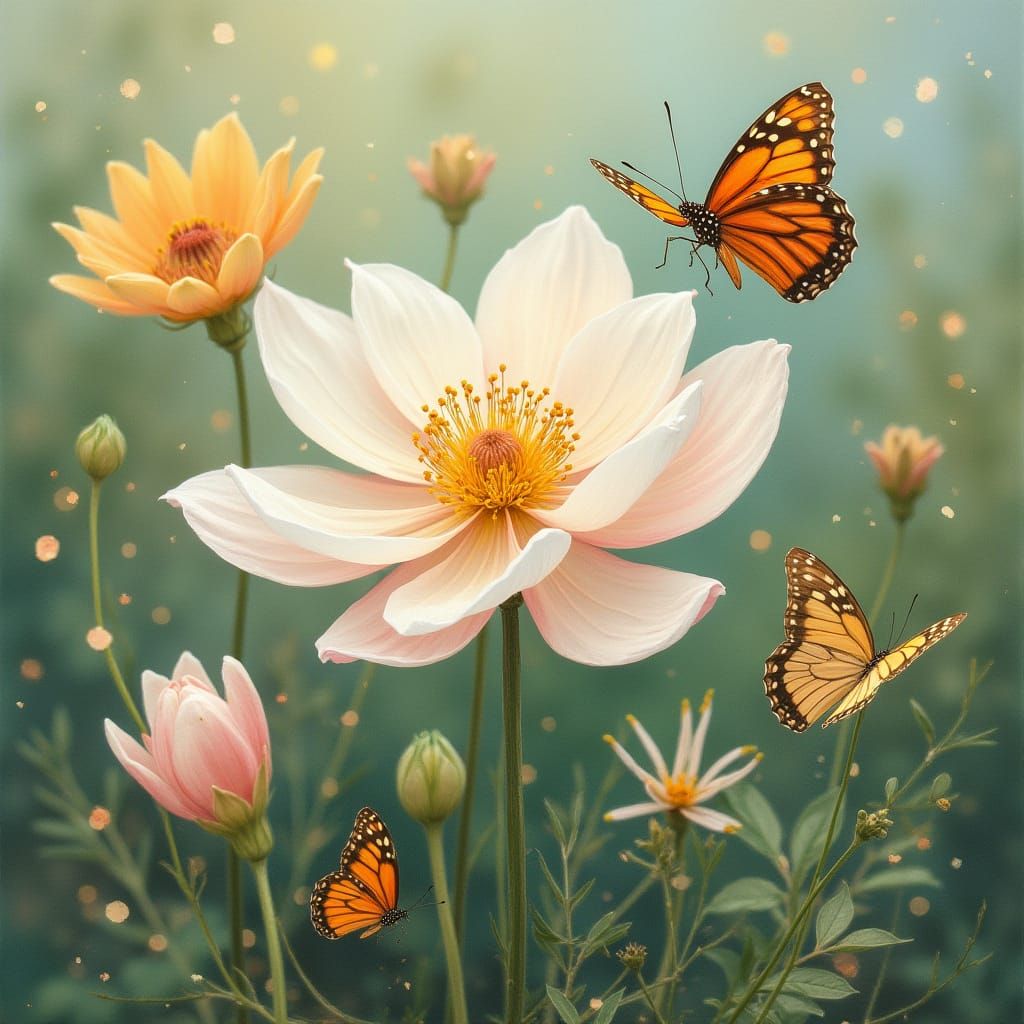 Blooming Garden Inspired by Monet and Botanical Art