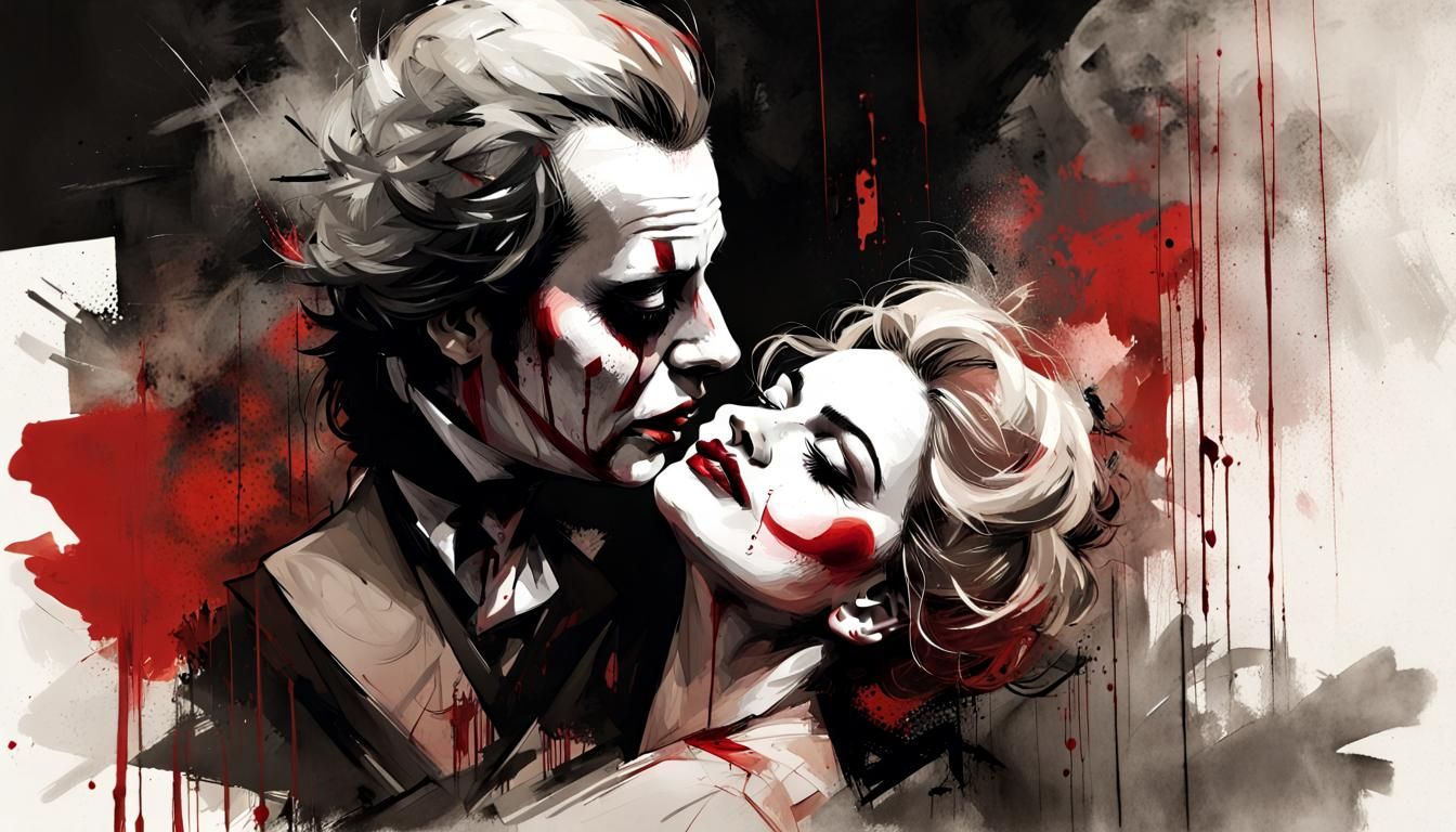 Opera Murder Scene in Mixed Media Style