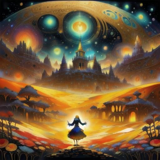 Veiled Lady in Luxury Desert, Mosaic Glass Art