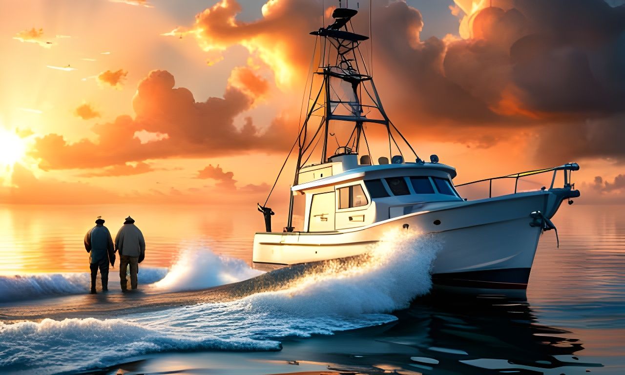 Detailed Seascape of Captain Quint's Fishing Charter