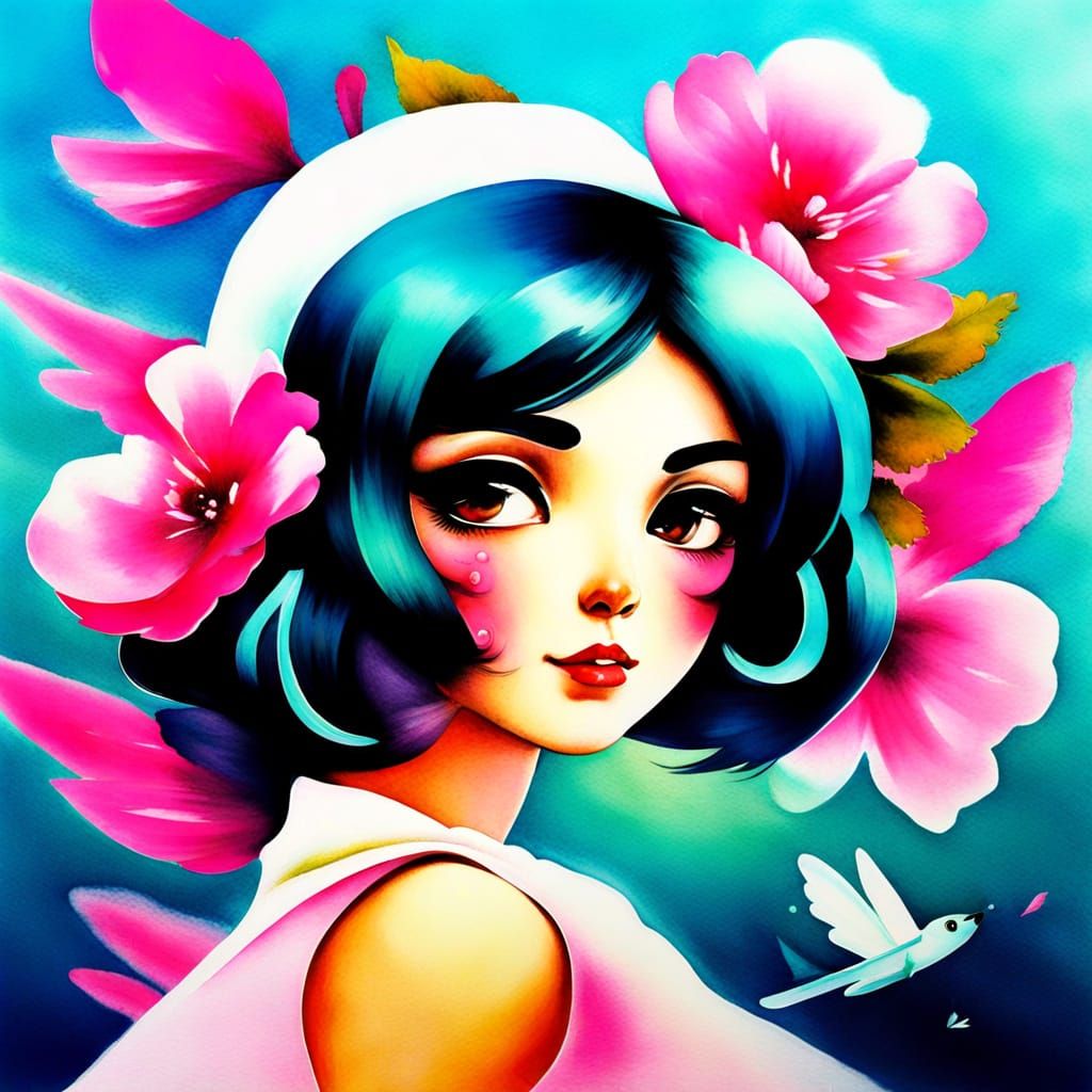 Abstract Liquid Substance with Watercolor Airbrushing