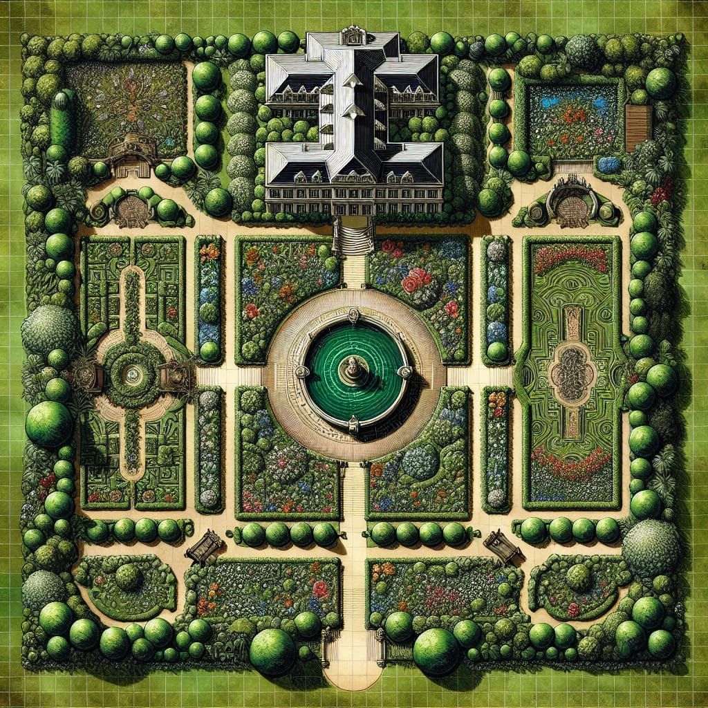 Detailed Bird's Eye View Map of Elaborate Estate