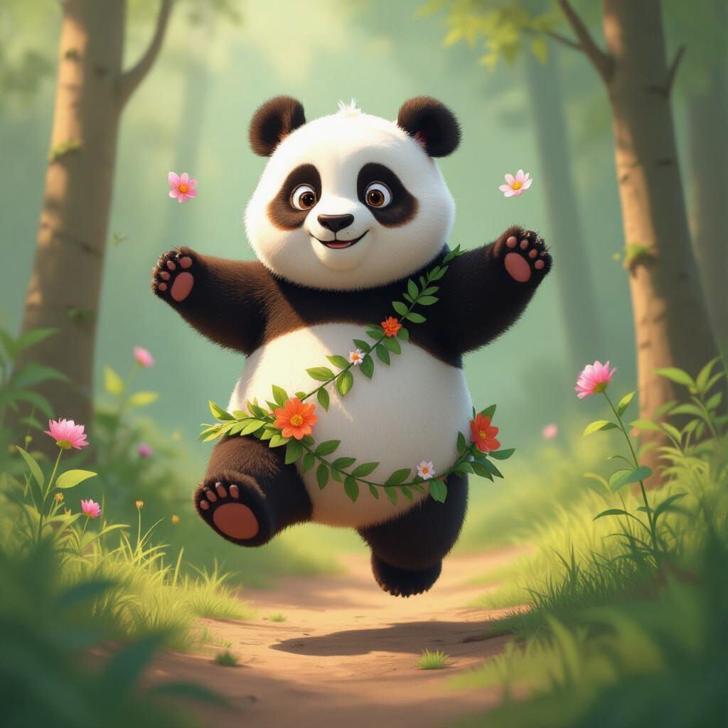 Panda Leaping Freely in Nature: 3D Animation