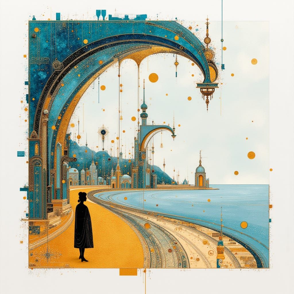 Whimsical Beach Day in Alcohol Ink Style