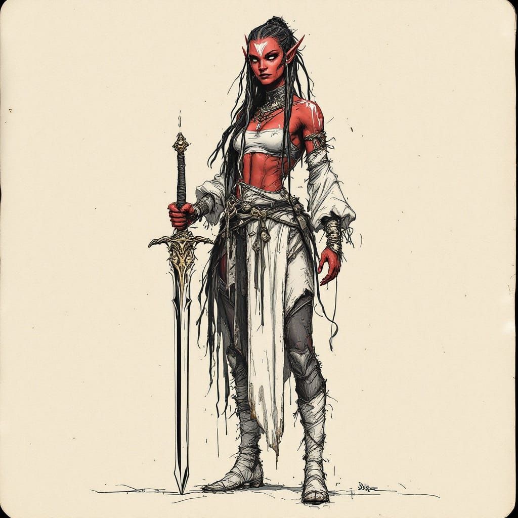 Dark Fantasy Tiefling Warrior