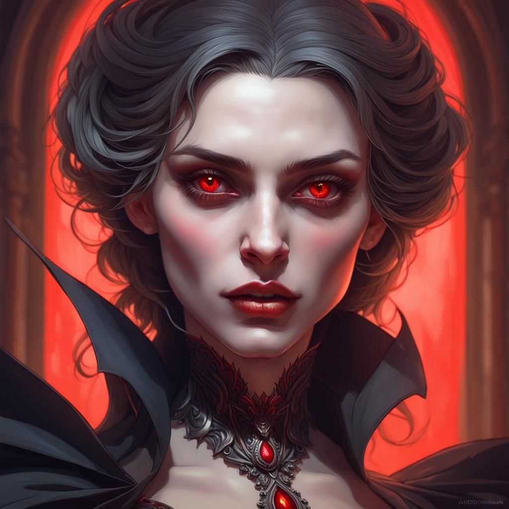 Vampire Portrait in Hyperdetailed Digital Art Style