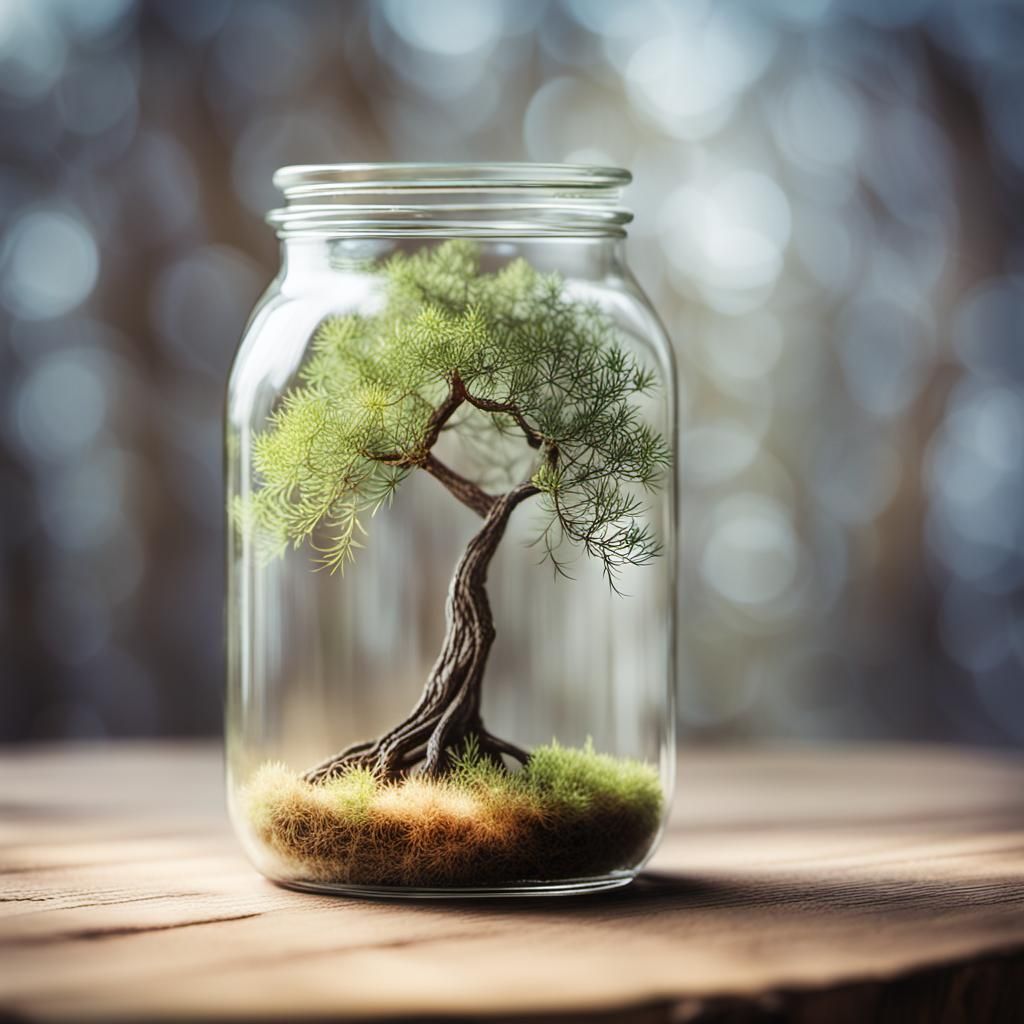 Ethereal Macro Photo of Willow Tree in Jar