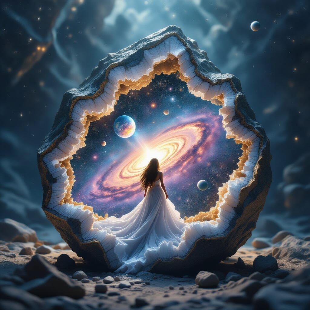 Crystal Geode Opens to Galactic Woman