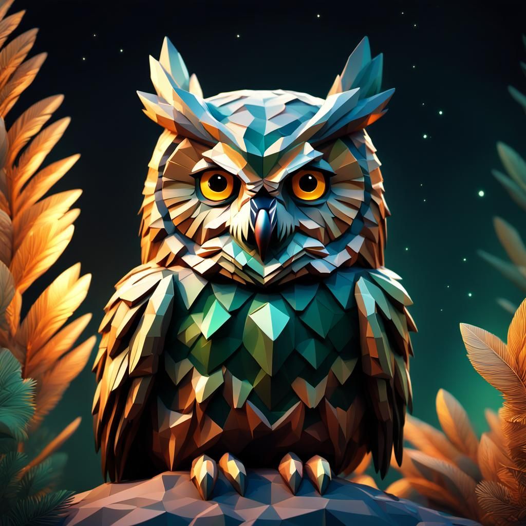 Low-Poly Owl in Pixar-Inspired 3D Animation