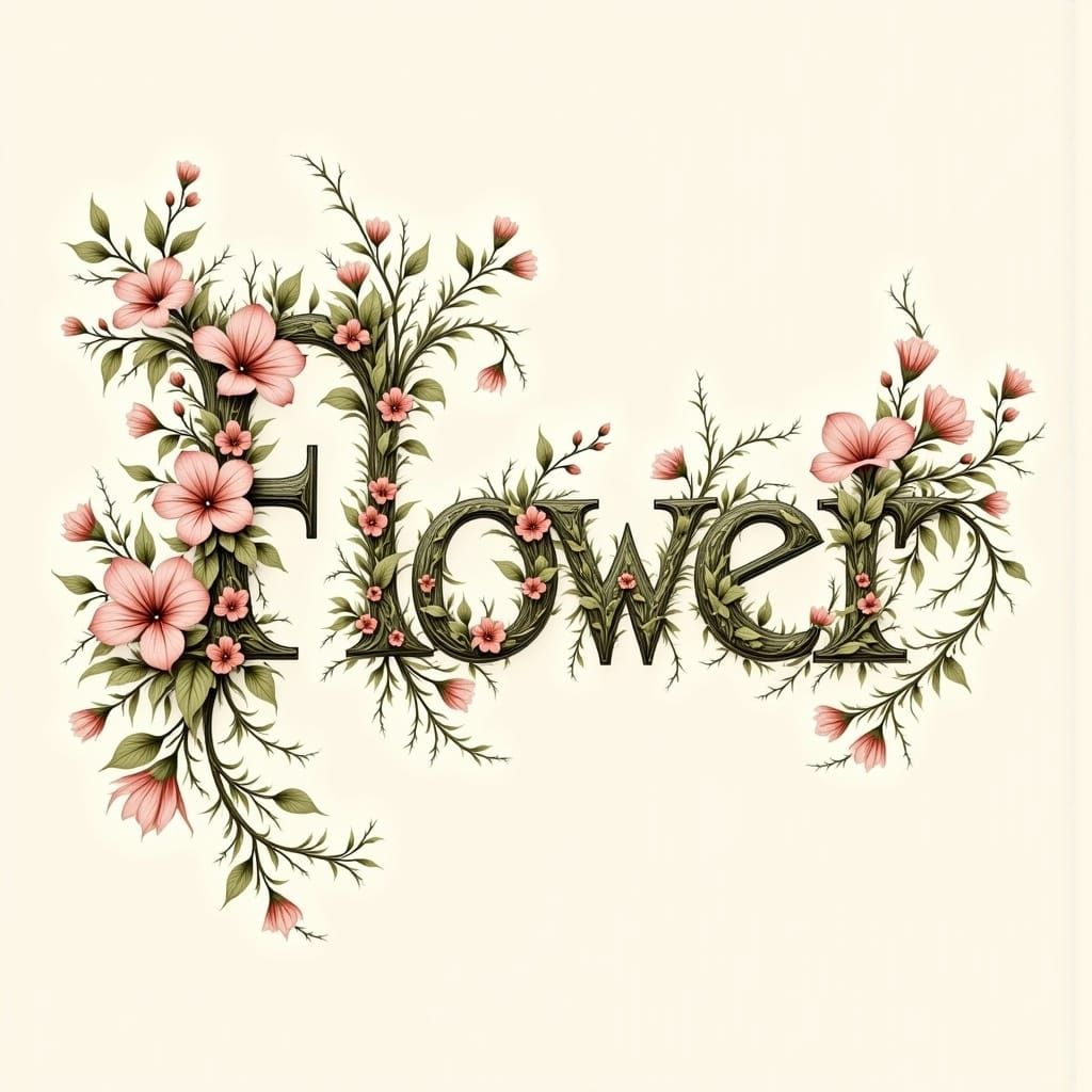 Floral Lettering in Art Nouveau Style