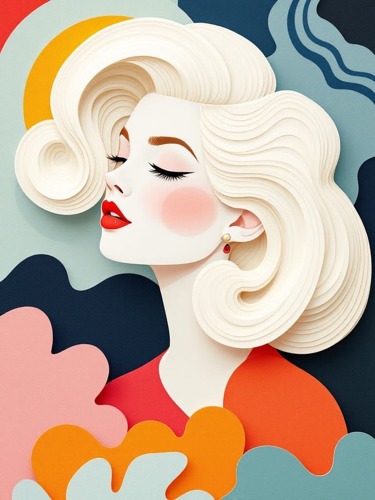 Vibrant Paper Collage with Cut-Out Shapes and Textures