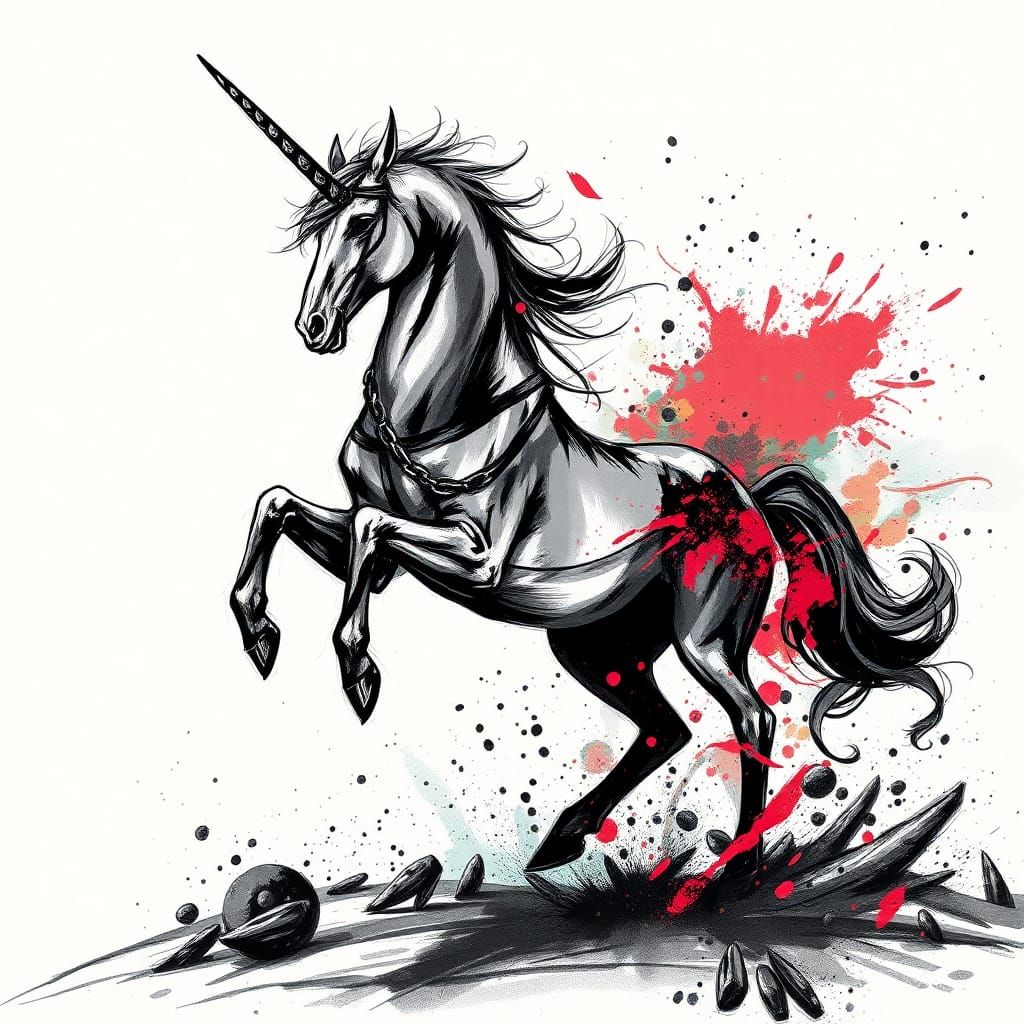 Majestic Centaur in Black and White Ink