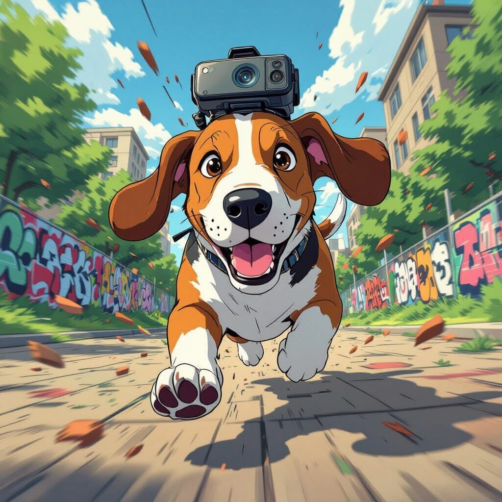 Bassett Hound Parkour POV Shot in Anime Style