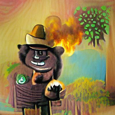 Smokey Bear as a Pyromaniac Cartoon