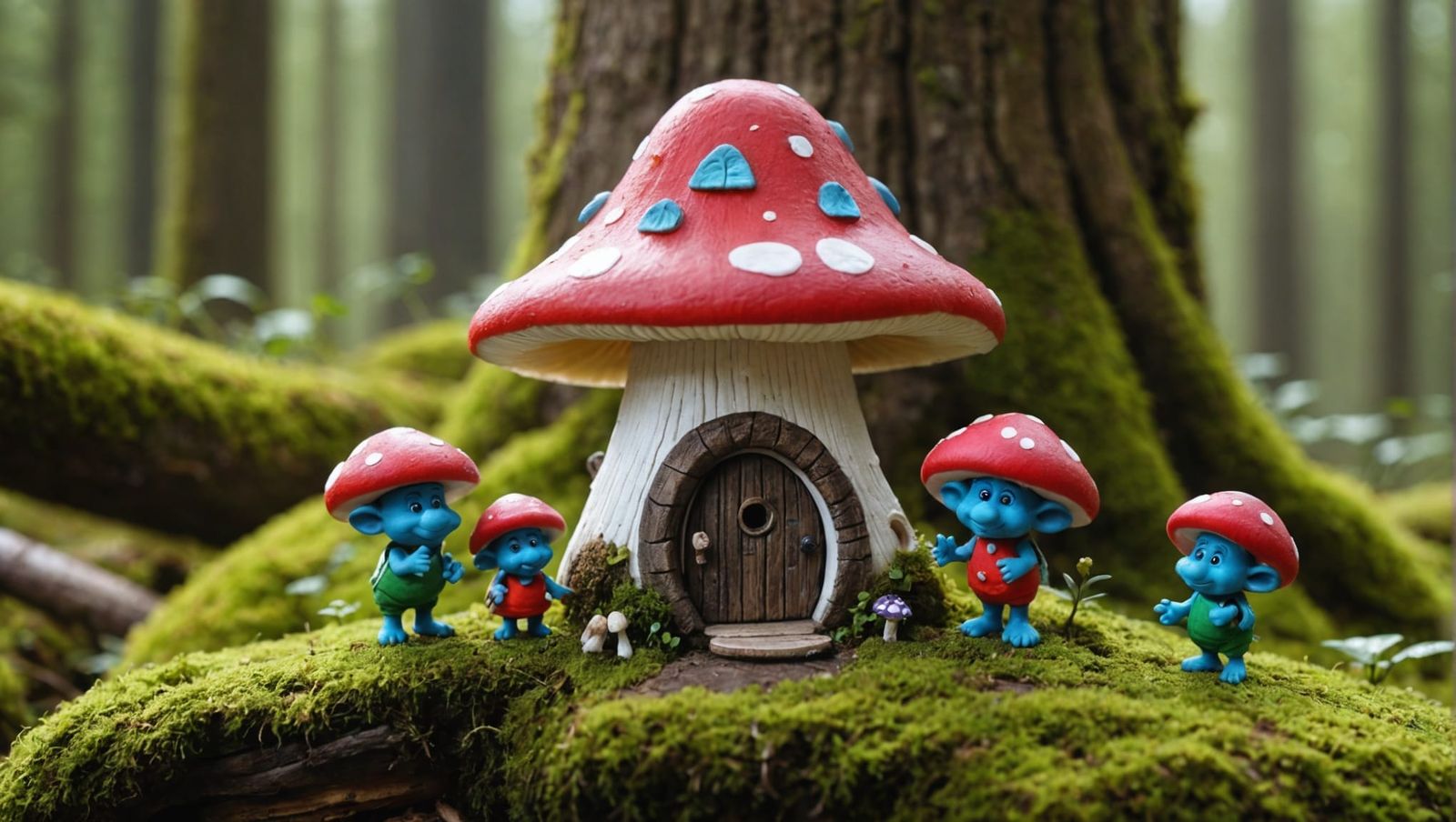 Tiny Trolls Living Inside Mushroom House