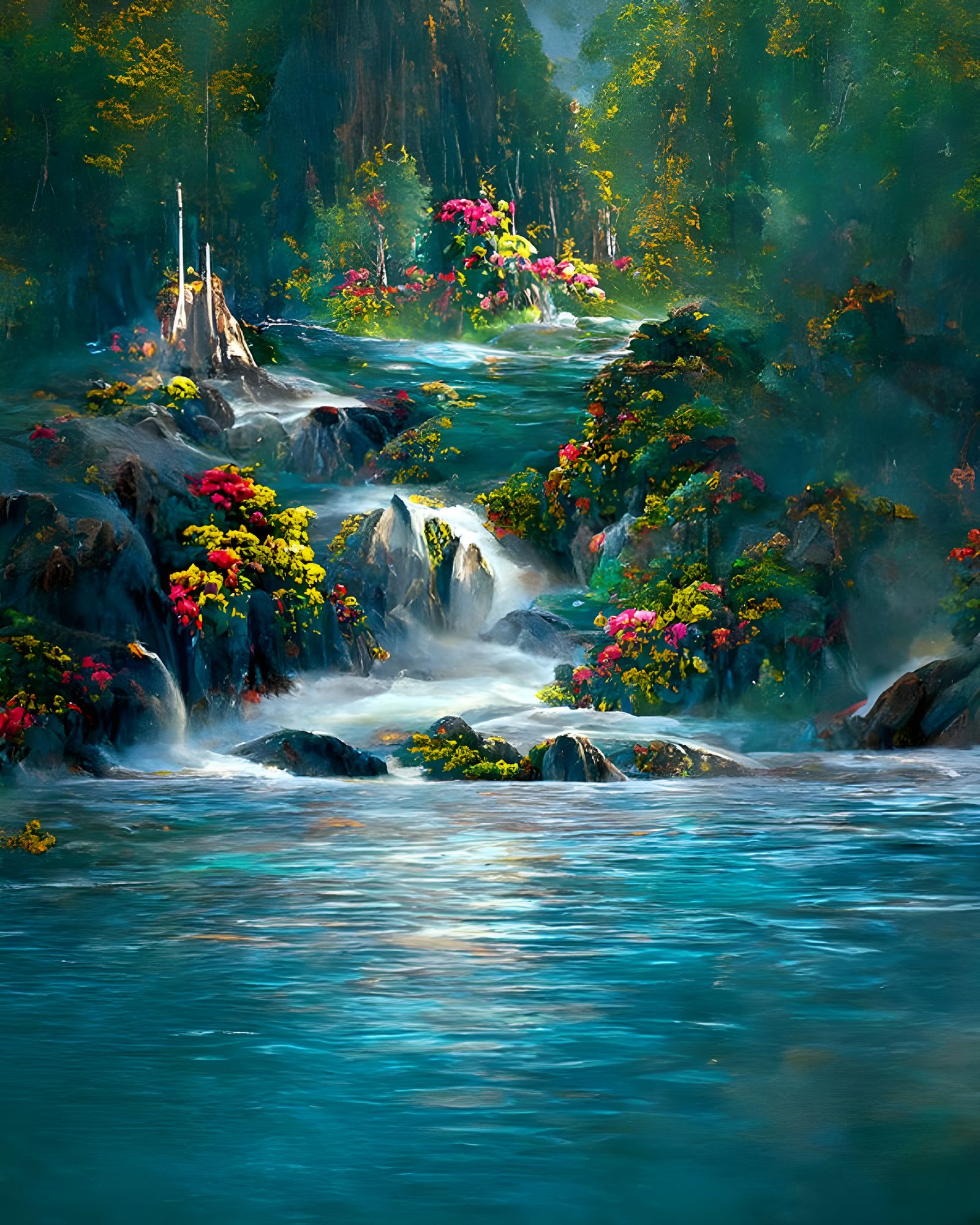 Spectacular Natural Beauty in a Detailed Landscape Painting