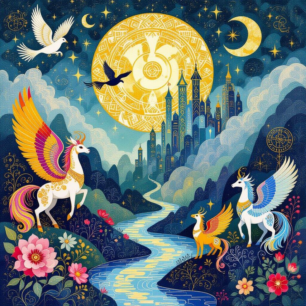 Fantastical Lands Woven in Watercolor Style