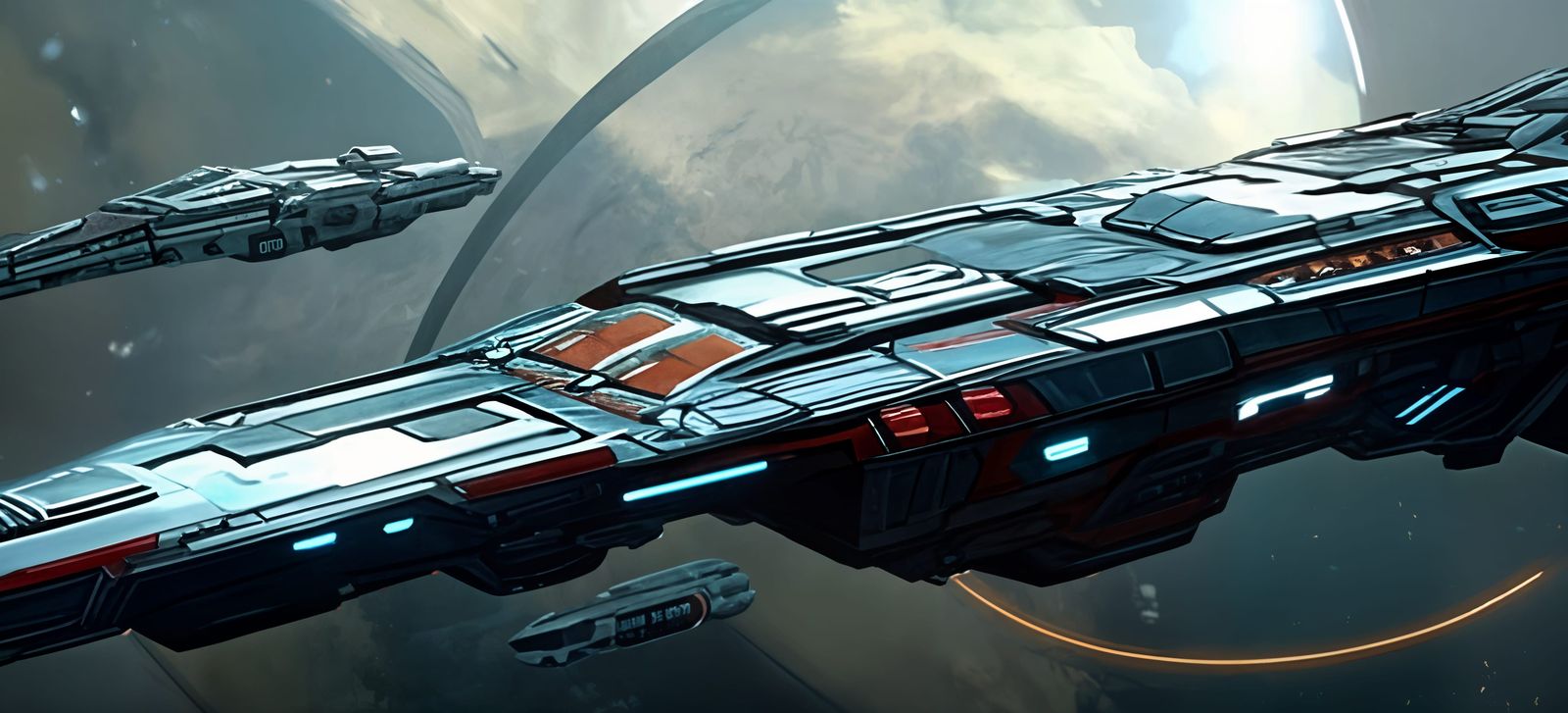 UNSC Warship in Deep Space Concept Art