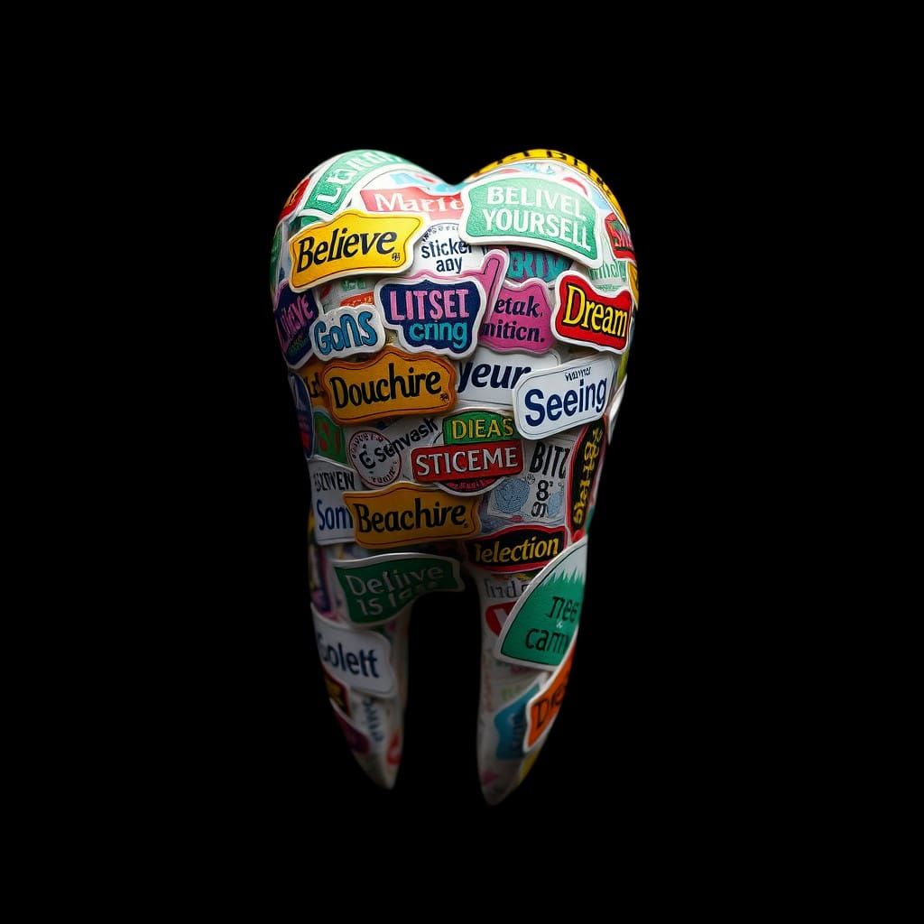 Stunning Hyperrealistic Tooth Adorned with Vibrant Motivatio...