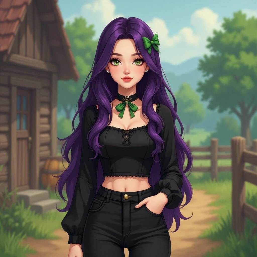Gothic Woman in Stardew Valley Style