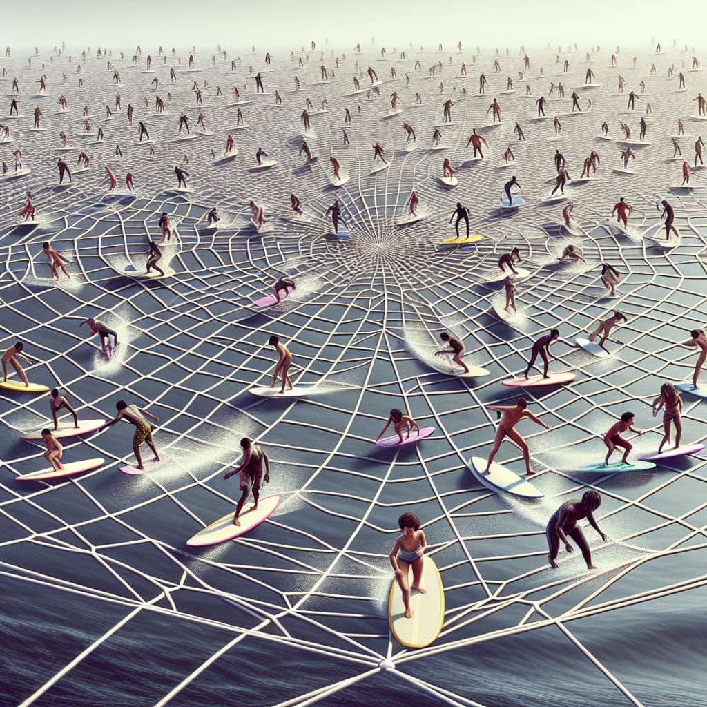 Surfers Ride a Giant Spiderweb in a Unique Scene